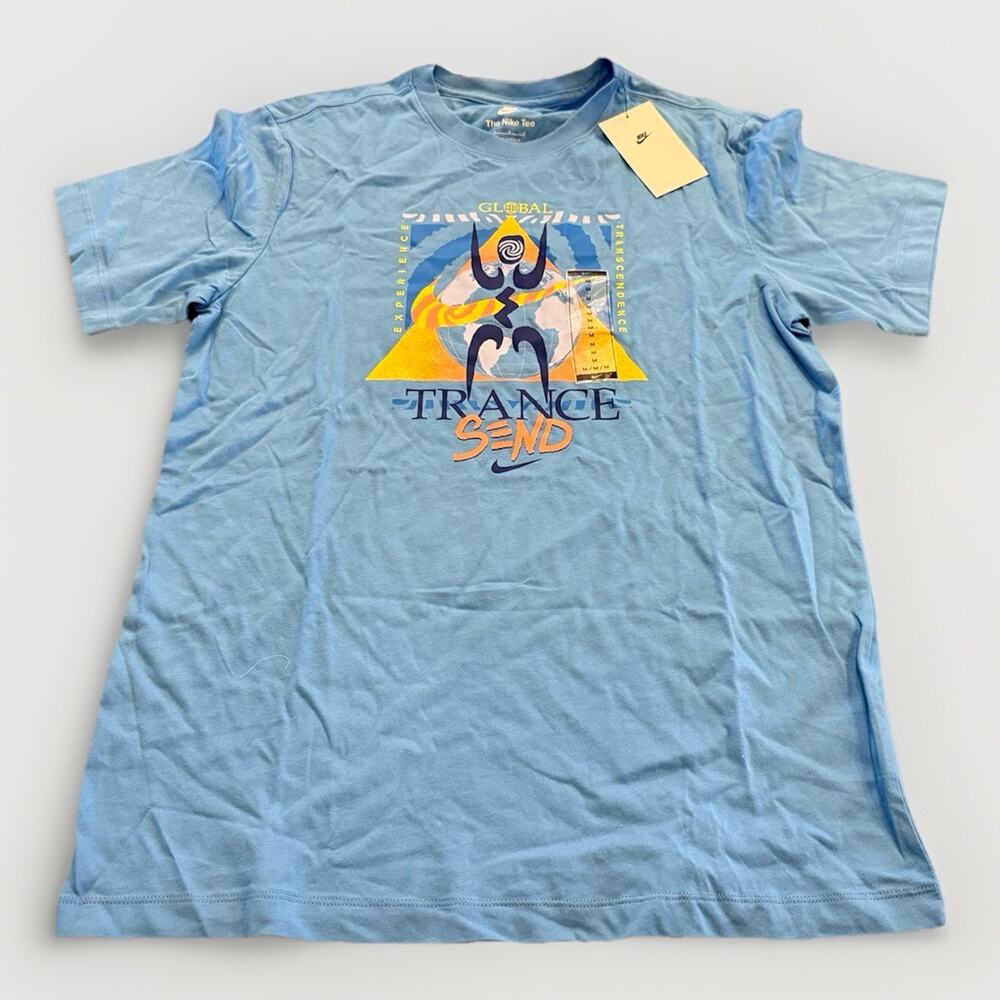 Nike Blue Trance Send Graphic Print Short Sleeve T-Shirt Size M DQ1063-412 NWT